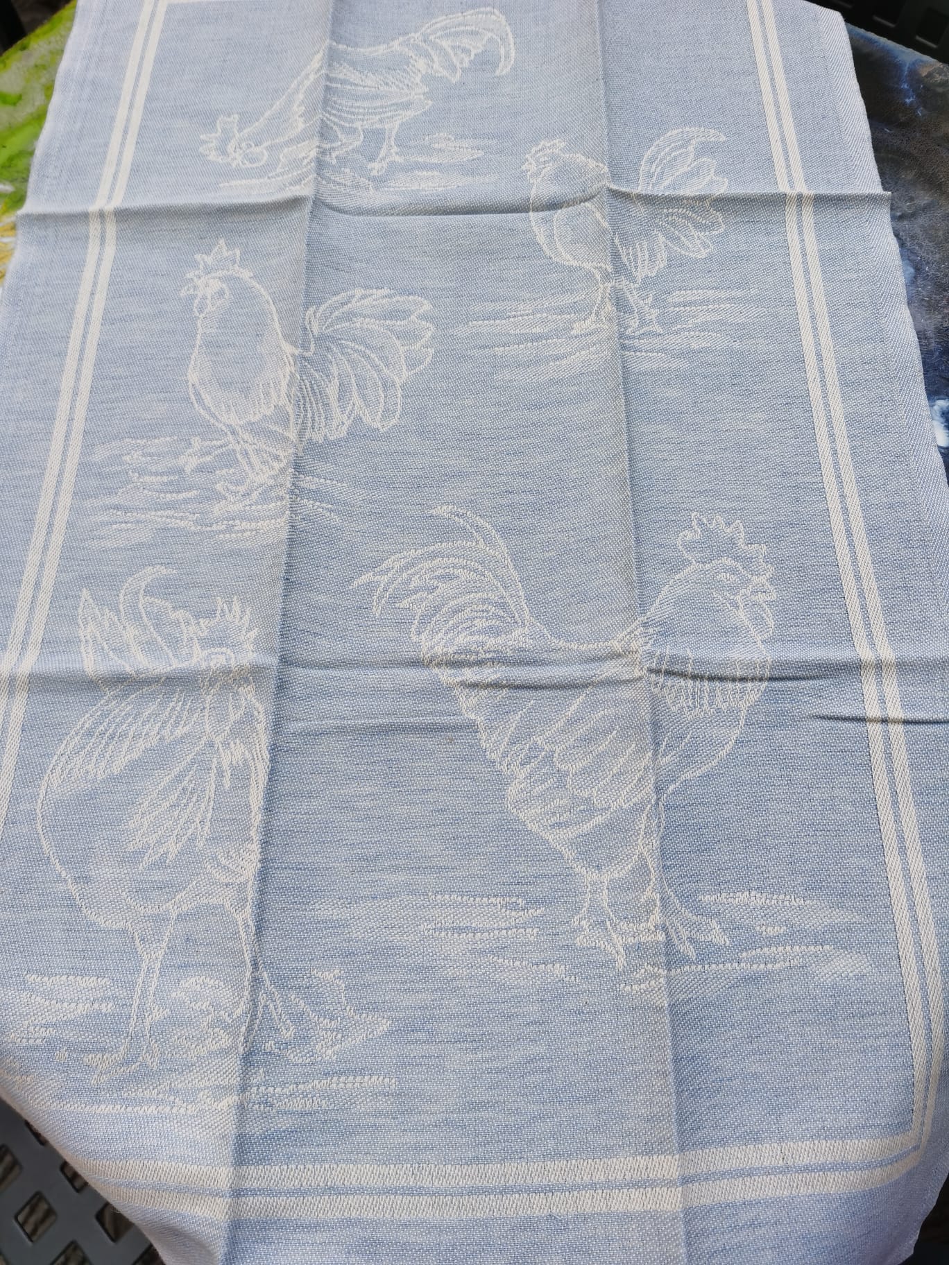 COCKERELS TEA TOWEL LINEN BLEND