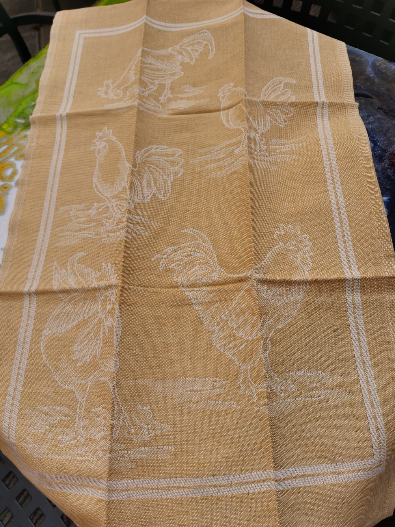 COCKERELS TEA TOWEL LINEN BLEND