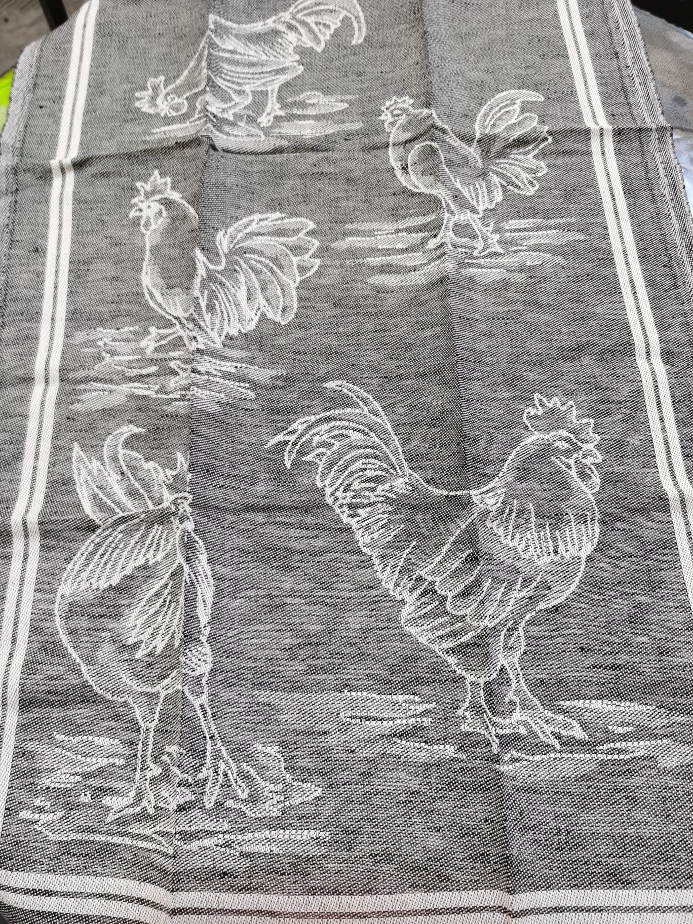 COCKERELS TEA TOWEL LINEN BLEND