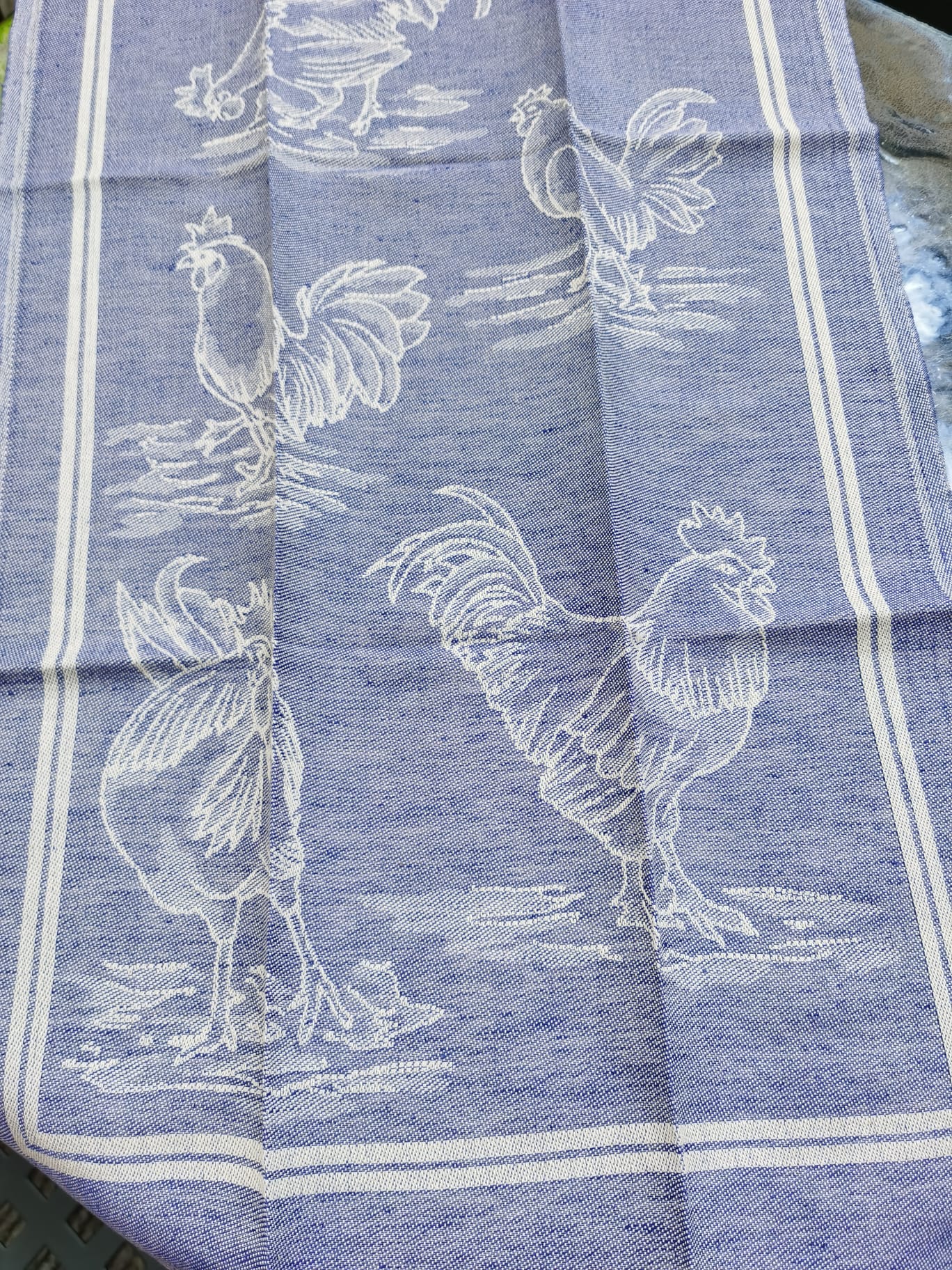 COCKERELS TEA TOWEL LINEN BLEND