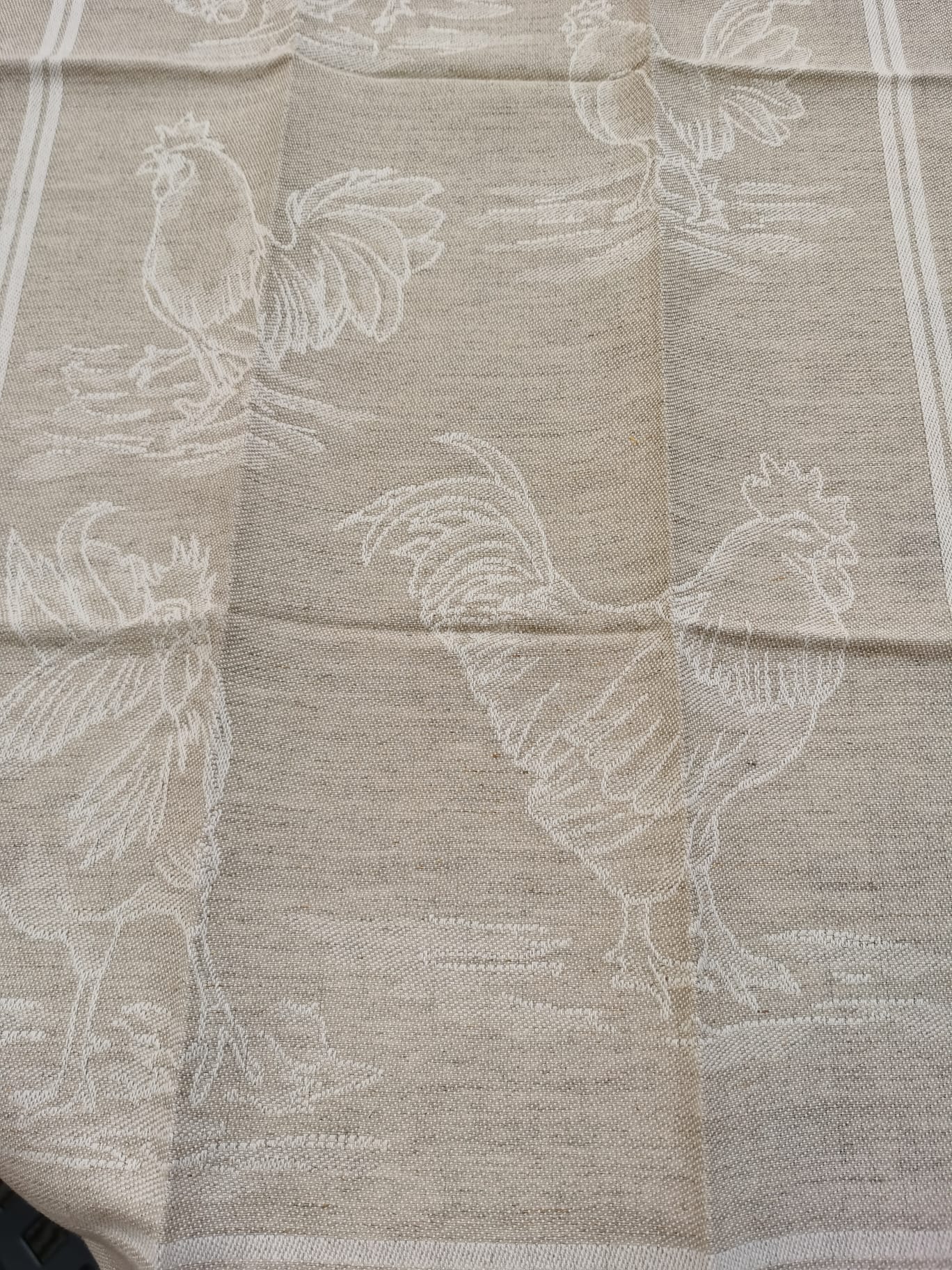 COCKERELS TEA TOWEL LINEN BLEND