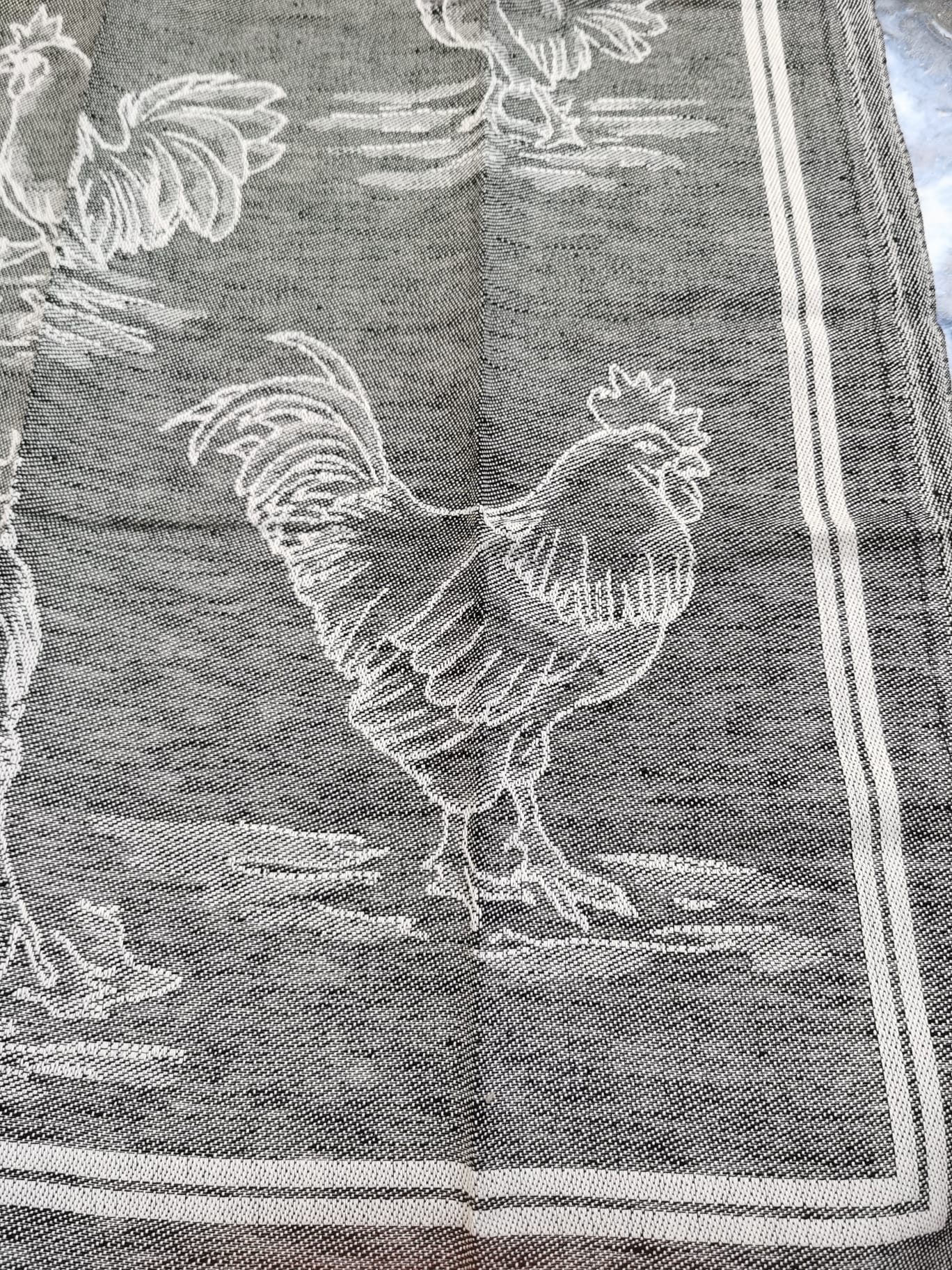 COCKERELS TEA TOWEL LINEN BLEND