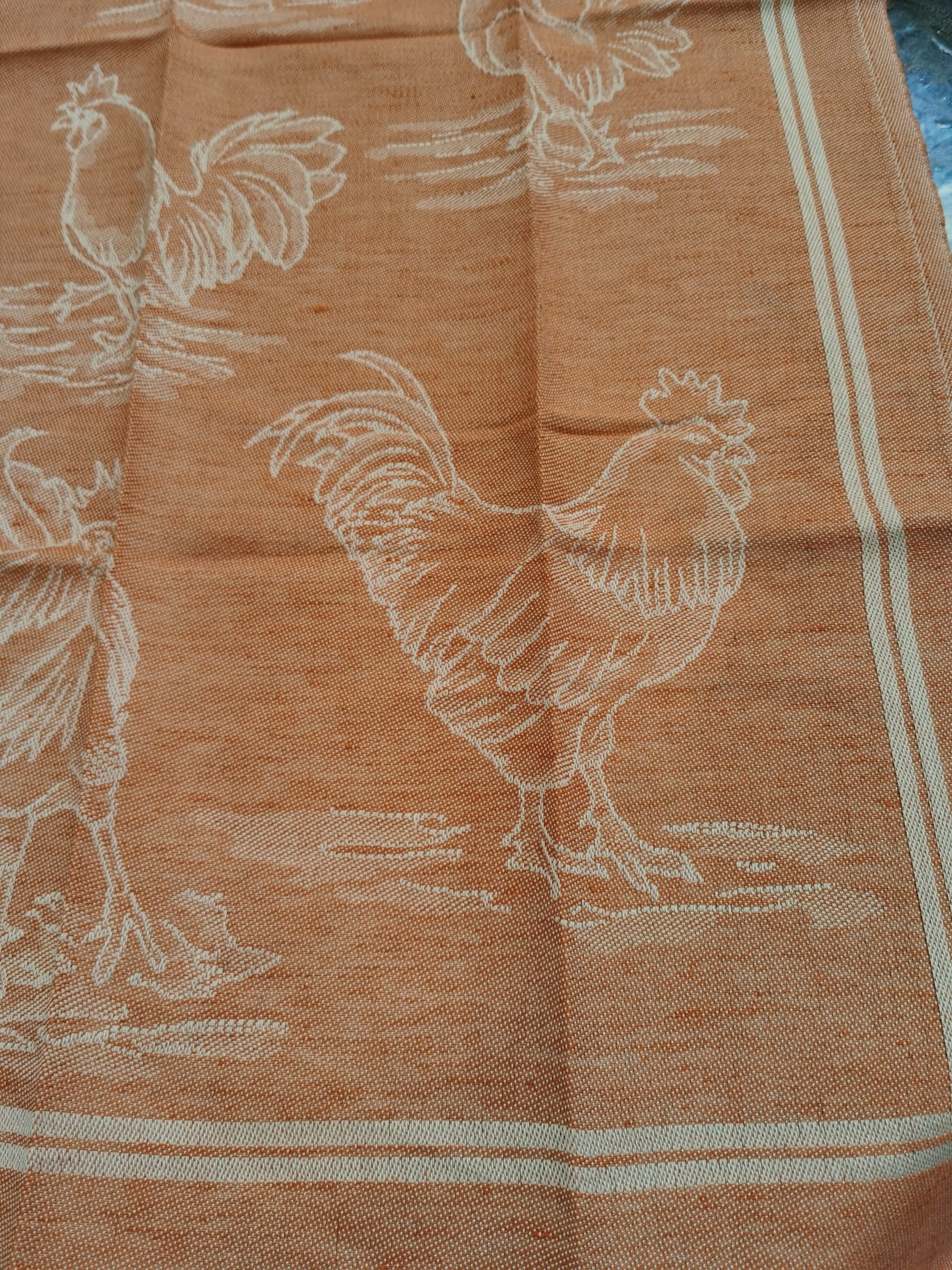COCKERELS TEA TOWEL LINEN BLEND